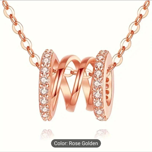 Jewelry - 🩷🩷NEW🩷🩷 GORGEOUS!! CZ Spiral Cylinder Charm Necklace in ROSE GOLD Plating